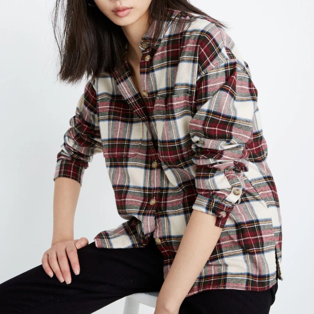 Madewell Flannel Shirt-Jacket in Tartan Plaid, Small